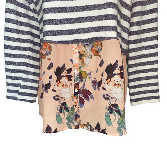 Anthropologie Postmark Ginny Striped & Floral Tunic Top - L - Picture 4 of 13